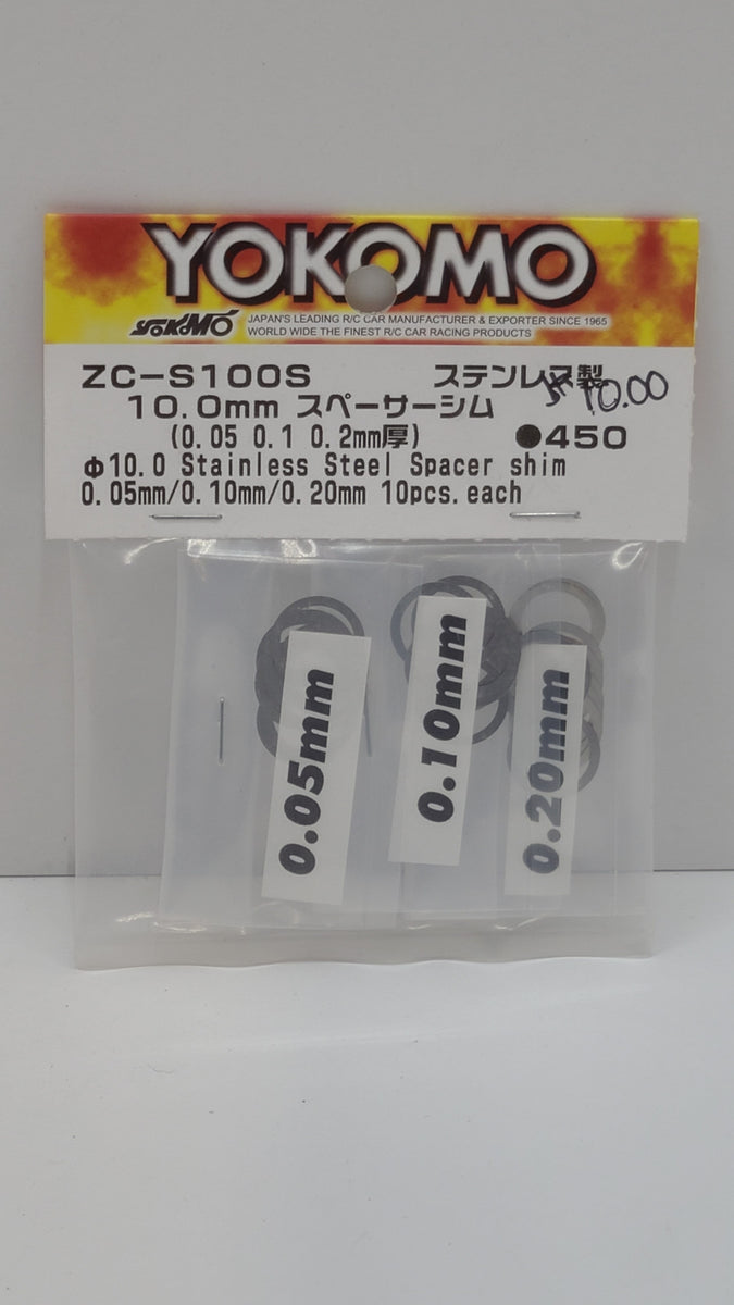 Yokomo 10.0 Stainless Steel Spacer Shim 0.05mm/0.10mm/0.20mm 10pcs Eac