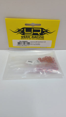 Yeah Racing Aluminum M3 Flat Washer 0.25/0.5/1/1.5/2/2.5/3mm 10pcs Set Red YA-0390RD